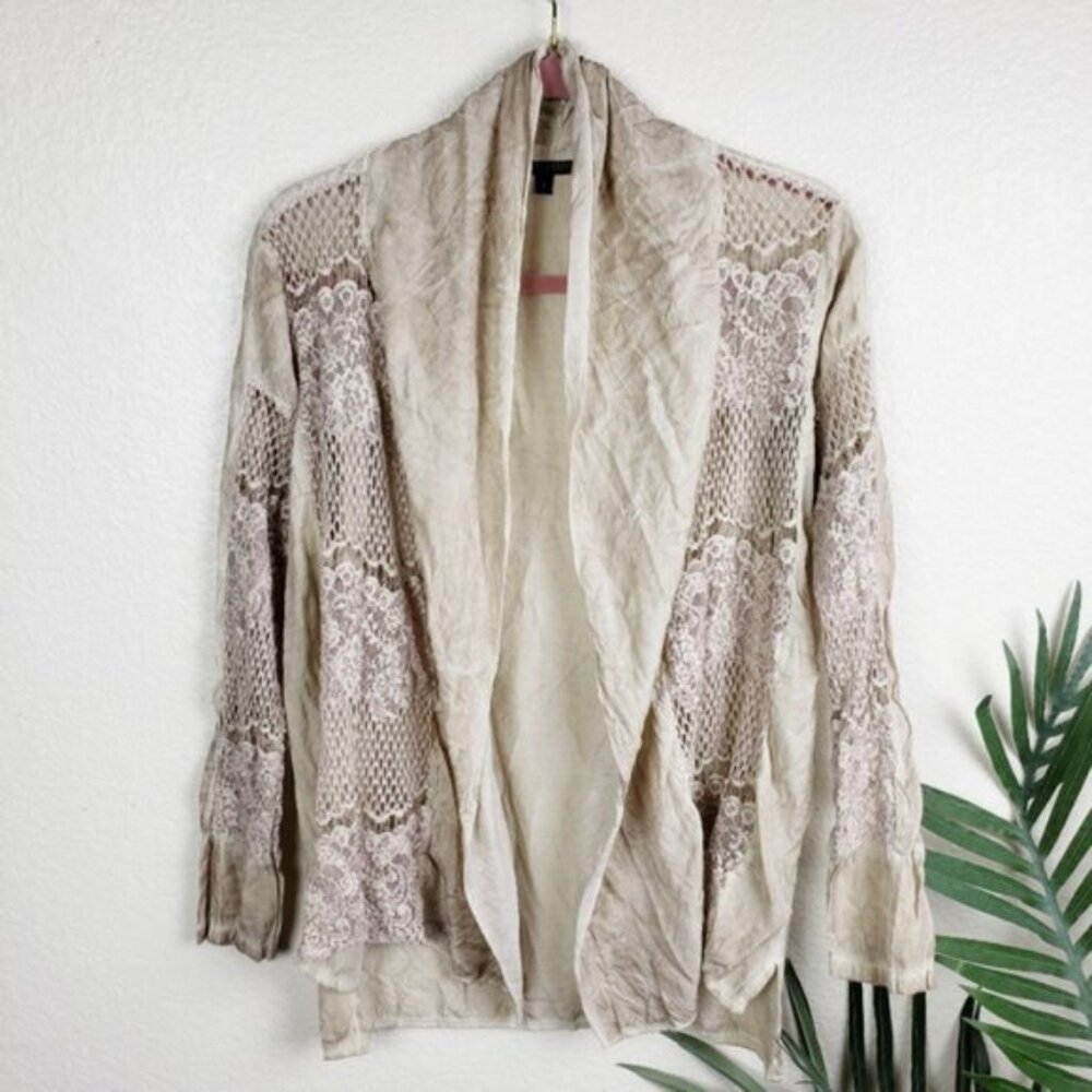 Alberto Makali NY Lace Detail Duster Light Cardigan Stone Washed size S